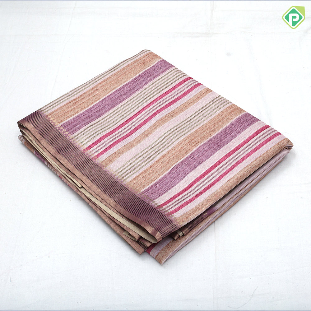 Multi color bars stripes floral pallu edge border trending fancy cotton saree