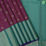 Purple Gold Zari Small Checks Peacock Chagaram Design Rama Green Mayilkan Floral Border Design Traditional Silk Saree