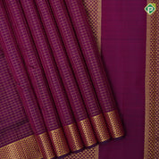 Purple gold zari vairaoosi checks design self gold zari mayilkan border 9 yards madisar silk saree