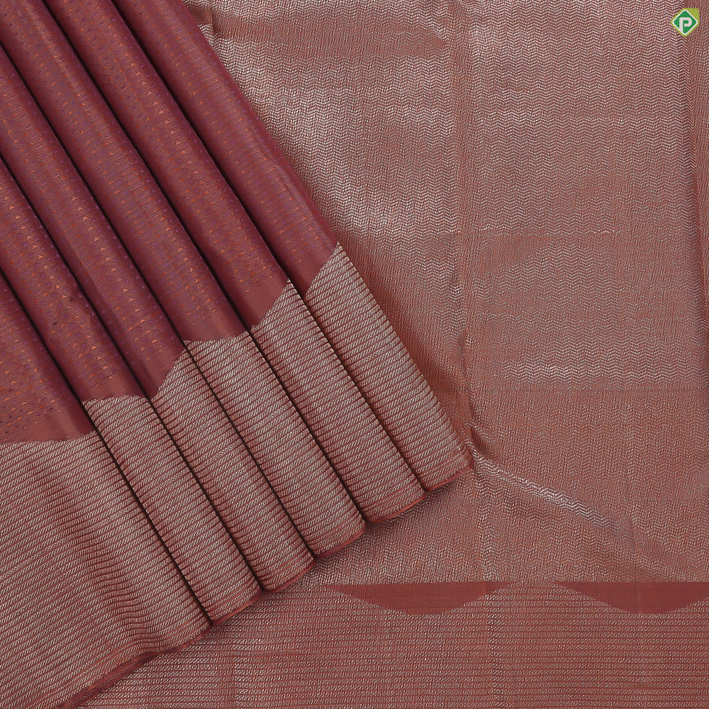 Syrup Brown With Honey Orange Silk Thread Rose Gold Zari Turning Border Bridal Silk Saree