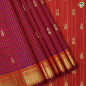 Purple pink gold zari fancy butta contrast mango yellow gold zari one side border silk saree