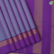 Ice blue dual done plain weaved purple blue gold zari elephant butta line border plain traditional vintage silk saree