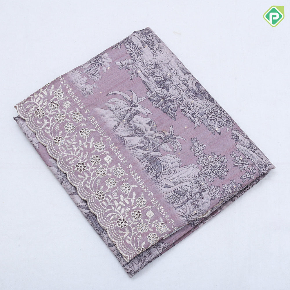 light colours wild effect design self cut work border fancy cotton saree