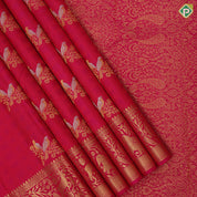 Rani Pink Gold Silver Zari Bride Butta Design Self Colour VanaSingaram Border Design Trendy Silk Saree