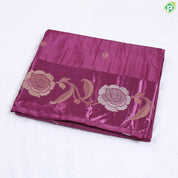 Purple Pink Gold Zari butta design satin Fancy Saree