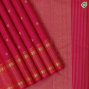 Dual shade pink gold zari small annam rudraksham butta self gold zari thread work multi lines border traditional silk saree