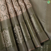 Rani Pink Peacock feather thread work design self gold zari plant meena work border trendy silk saree