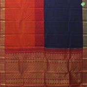 Indigo Blue With Tiger Orange Colour Half And Half Fancy Border Trendy Silks Saree