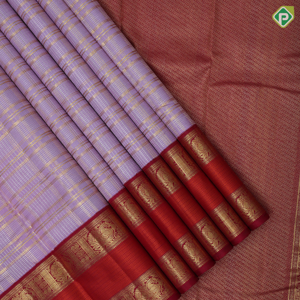 Candy pink silver gold zari thick lines and checks rani red gold zari rettapet mid orange border traditional silk saree