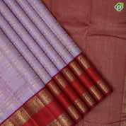 Candy pink silver gold zari thick lines and checks rani red gold zari rettapet mid orange border traditional silk saree