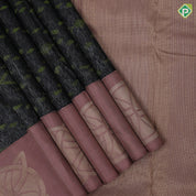 Black Colour Silver Zari Cloud Style Design Coffee Brown Colour Circle Design Luxury Black Silk Saree