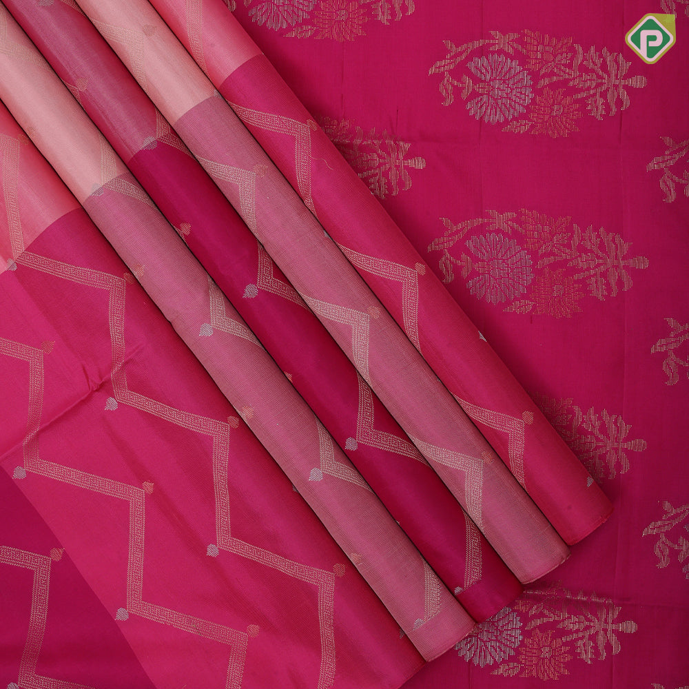 Multi yellow color gold zari zig zag design grand pallu concept borderless soft silk saree