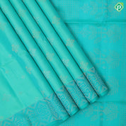 Spring green silver gold zari fancy flower butta motifs sea green silver gold zari graphic design border soft silk saree