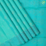 Spring green silver gold zari fancy flower butta motifs sea green silver gold zari graphic design border soft silk saree