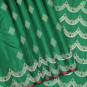 Green Gold Zari Rangoli Motif With Self Color Turning C Type Meena Work Border  Trendy Silk Saree