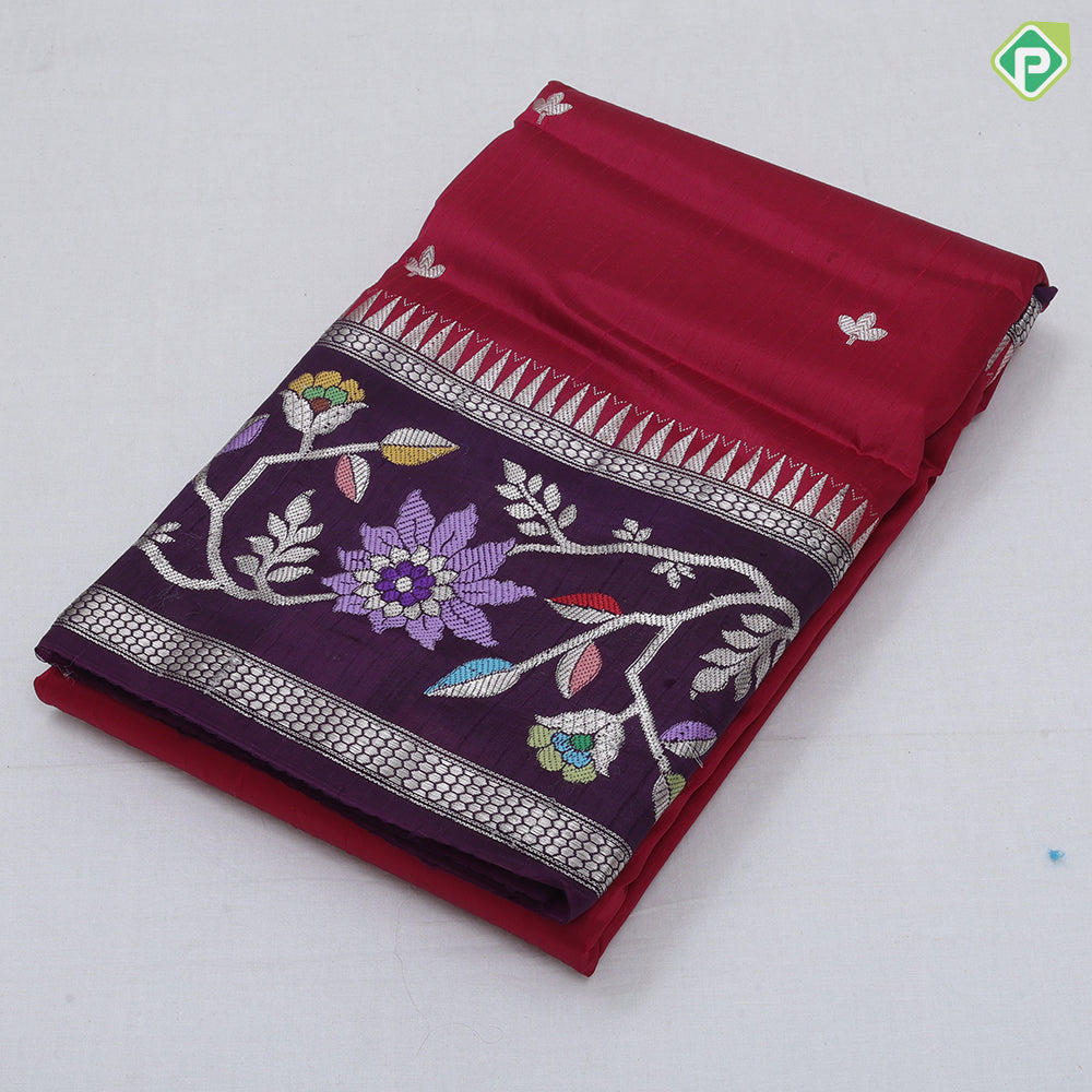 Bright Colour Based Small Motif Design Contrast Border Floral Flower Border Fancy Cotton Saree