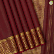 Maroon red gold zari vairaoosi lines design self gold zari mayilkan border 9 yards madisar silk saree