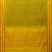 Lime Green With Corn Yellow Colour Small Thread Lines Traditional Silks Saree
