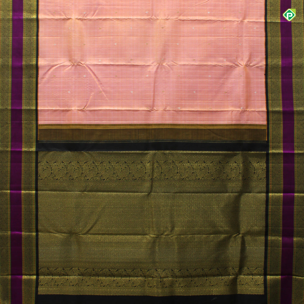 Peach Orange Small Flower Butta Design Traditional Silks Saree