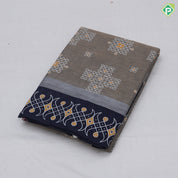 Marron Rangoli Design Dark Blue Border Trendy Fancy Saree