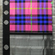 Bubble Cum Pink Black Colour Multi Colour Checks Trendy Silks Saree