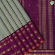 cardamon green gold zari annam butta line design purple gold rudraksham multi lines border grand bridal silk saree