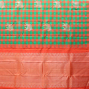 Kelly Green With Orange Fancy Butta And Partly Motifs  Trendy Silks Saree