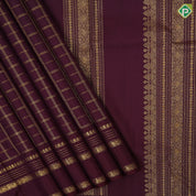 Plum burgundy gold zari checks window panel design self gold zari reta pett border traditional silk saree