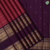 Magenta gold zari velthaari lines design purple gold zari round butta retta pattai border vintage silk saree