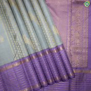 Gray and Light Magenta Color Elephant And Lines Border Traditional Silk Saree