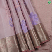 Light Lavender flowers thread work design onion pink god zari rangoli border trendy silk saree