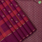 Purple pink base orange combo gold zari elephant chakkaram butta self god zari rettapet border traditional silk saree