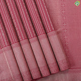 Magenta Pink silver gold Zari self designed Stripes self rettapet bavanji border trendy silk saree