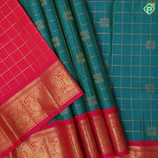 Peacock blue gold zari kattam annam chakkaram design rani pink gold zari annam butta pattu paavadai lehanka