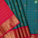 Peacock blue gold zari kattam annam chakkaram design rani pink gold zari annam butta pattu paavadai lehanka