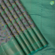 Lavender base multi color sea shells design rexona green gold zari mango butta border trendy designer silk saree