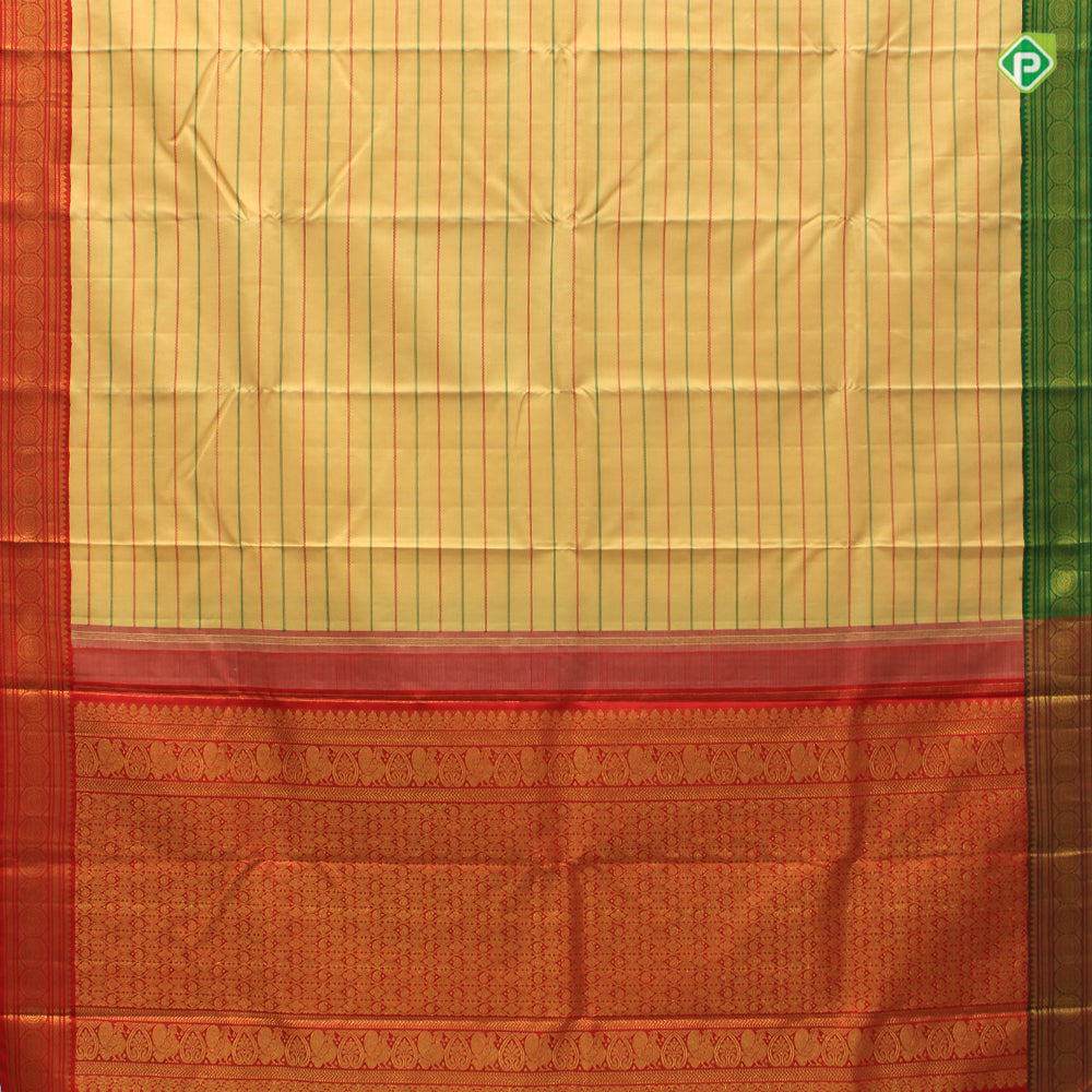 Sandal Colour Kanga Jamauna Border Dual Pallu And Dual Blouse Traditional Silks Saree