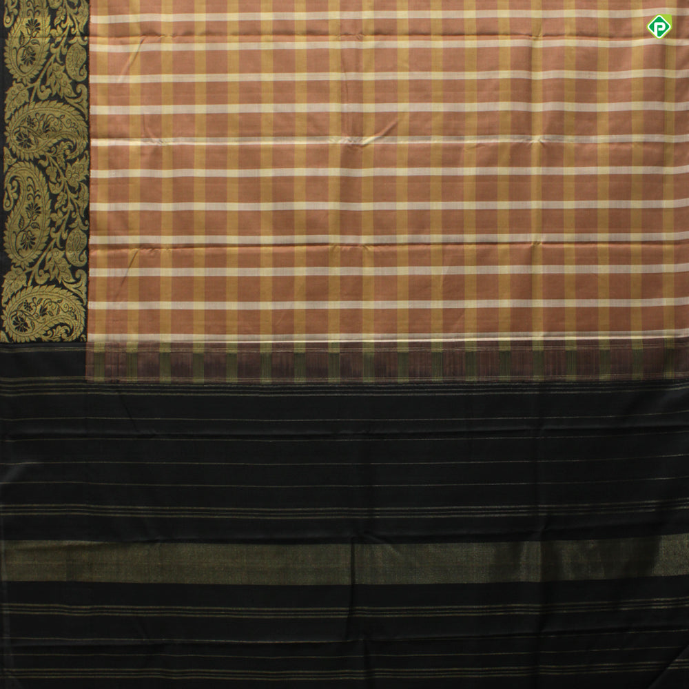 Onion Pink With Black Colour Thread Lines Floral Fancy Border Trendy Silks Saree
