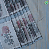 Iron grey flowers frame weaved design borderless signature edition silk saree