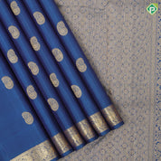 Peacock blue gold zari mango butta design self color gold zari yaali and annam butta border traditional silk saree