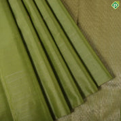 Apple Green gold zari lines square butta design borderless plain trendy silk saree