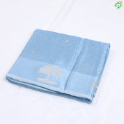 Blueish grey with Rangoli checked design and butta butta design satin fancy saree