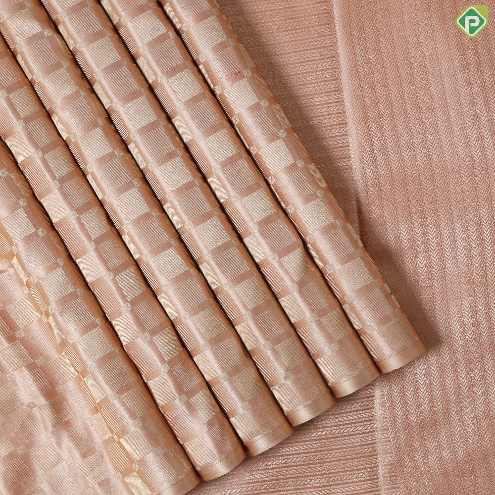 Khaki With Gold Zari Borderless Trendy Designer Silk Saree