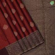 Rust orange gold zari double parrot thilagam design syrup brown gold zari peacock arch banaras style border gift silk saree