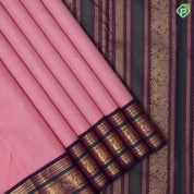 pale pink gold zari mild vairaoosi lines dark purple gold zari peacock mango butta thread work border traditional silk saree