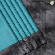 Sea foam green silver zari spider net and dots elephant grey wind design border signature trendy designer silk saree
