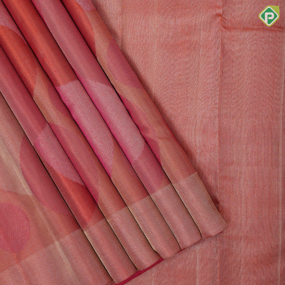 Pink shades with Orange Bubble Design Tissue weaved silk saree