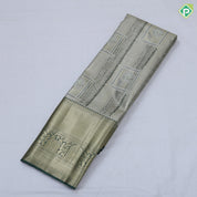 green base pastel red frame flower design self color gold zari grand border tissue art silk saree