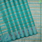 Rama Green Gold And Silver Zari With Meena Work Border Traditional Silk Saree