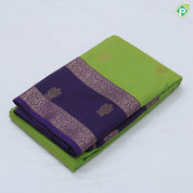 Pastel green gold zari fancy flower butta design contrast blue gold zari rettapet mid butta design art silk saree